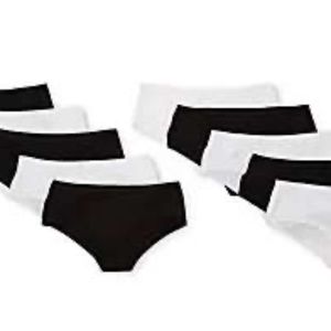 Iris & Lilly Women's Cotton Hipster Underwear, Black/White, Size Medium, 10 Pack